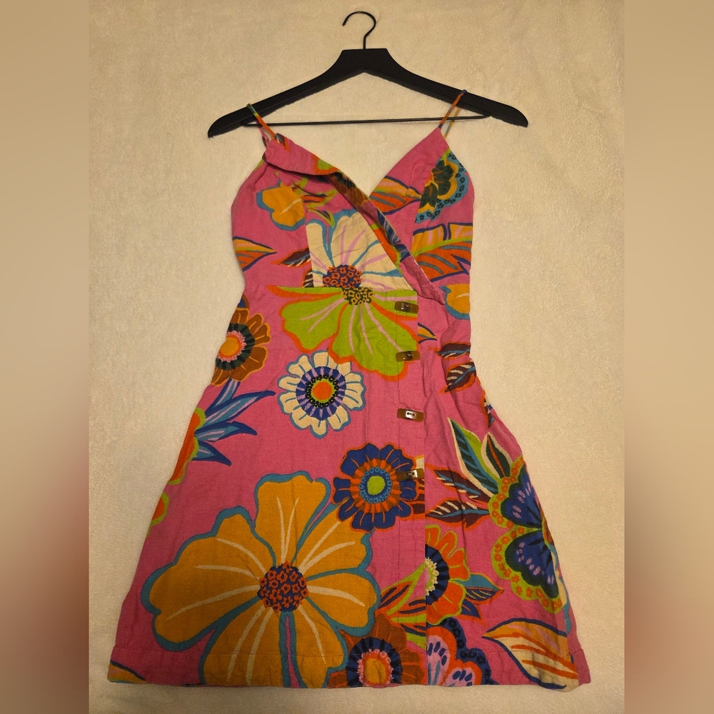 Farm Rio Pink Full Garden Mini Dress XS